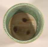 Grayson Lane Round Green and White Tri Footed Glazed Ceramic Pottery Indoor Outdoor Planter