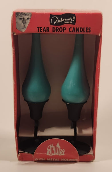Rare Vintage 1960s Debonair Candles Stylites Tear Drop Candle with Metal Holder New in Box