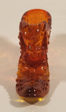 Vintage Fenton Red and Orange Lions Head High Heel Shoe Art Glass Ornament