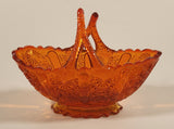 Vintage Fenton Daisy and Button Amberina Red Orange Split Branches Basket Style Glass Candy Dish