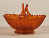Vintage Fenton Daisy and Button Amberina Red Orange Split Branches Basket Style Glass Candy Dish