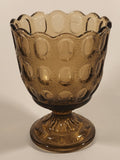 Vintage EO Brody Co M4200 Cleveland Ohio U.S.A. 6" Thumbprint Light Brown Glass Pedestal Compote Candy Dish