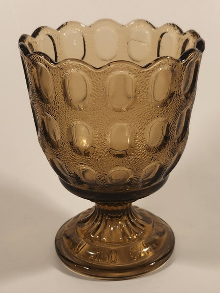 Vintage EO Brody Co M4200 Cleveland Ohio U.S.A. 6" Thumbprint Light Brown Glass Pedestal Compote Candy Dish