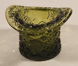 Vintage Fenton LG Wright Daisy & Button Avocado Green Glass Top Hat Vase