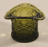 Vintage Fenton LG Wright Daisy & Button Avocado Green Glass Top Hat Vase