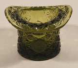 Vintage Fenton LG Wright Daisy & Button Avocado Green Glass Top Hat Vase
