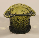 Vintage Fenton LG Wright Daisy & Button Avocado Green Glass Top Hat Vase