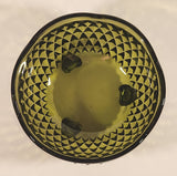Vintage Indiana Glass Diamond Point Avocado Green Tri-Footed Candy Dish