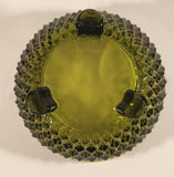 Vintage Indiana Glass Diamond Point Avocado Green Tri-Footed Candy Dish