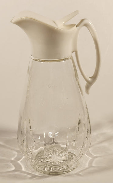 Vintage Twinpak Clear Glass Syrup Pouring Bottle with White Plastic Lid