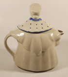 Vintage 1940s Granny Ann USA White and Blue Grandma Tea Pot with Lid