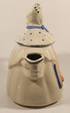 Vintage 1940s Granny Ann USA White and Blue Grandma Tea Pot with Lid