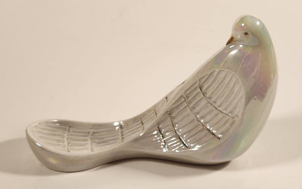 Vintage Porcellane Ceramiche Iridescent White Dove Bird Porcelain Figurine