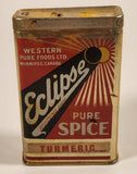 Rare Antique Western Pure Foods Ltd Winnipeg Canada Eclipse Pure Spice Turmeric Tin Metal Container Near Full