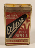Rare Antique Western Pure Foods Ltd Winnipeg Canada Eclipse Pure Spice Turmeric Tin Metal Container Near Full