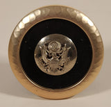 Vintage WWII Era US Army Great Seal of The United States Man's Cap Badge Pin On Brass Rimmed Fold Out Felt Stand