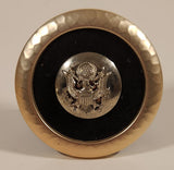 Vintage WWII Era US Army Great Seal of The United States Man's Cap Badge Pin On Brass Rimmed Fold Out Felt Stand