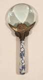 Antique Blue and White Porcelain Handle Brass Loupe Magnifying Glass