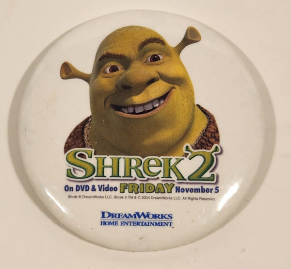 2004 DreamWorks Home Entertainment Shrek 2 Shrek On DVD & Video Friday November 5 2 1/2" Button Pin