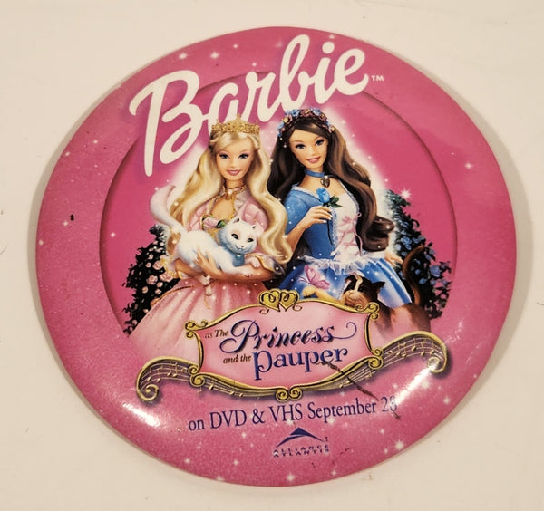 2004 Alliance Atlantis Mattel Barbie at The Princess and Pauper on DVD & VHS September 28 3 1/2" Button Pin