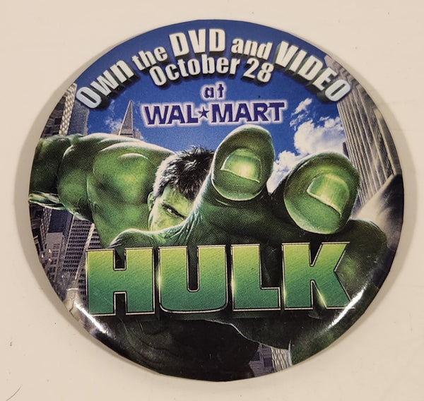 2003 Universal Studios Hulk Own the DVD and Video October 28 at Walmart 3" Button Pin