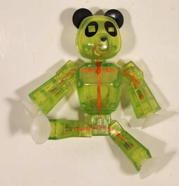 Clear Green Panda Bear 3 1/2" Tall Plastic Poseable Figure with Suction Cup Hands and Feet