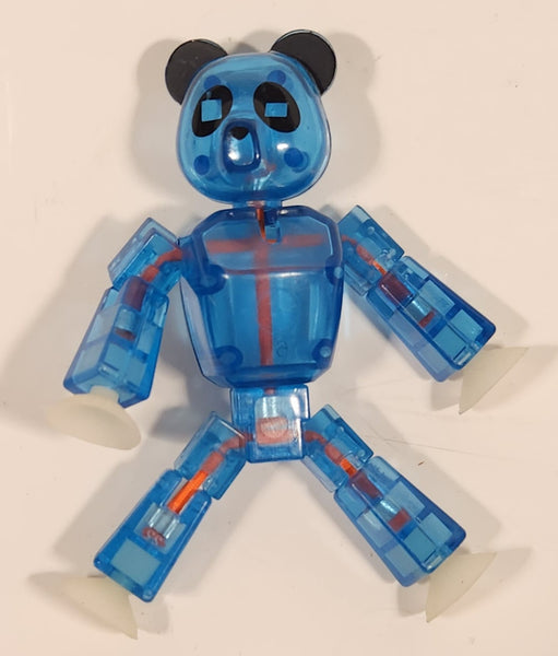 Clear Blue Panda Bear 3 1/2" Tall Plastic Poseable Figure with Suction Cup Hands and Feet