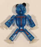 Clear Blue Panda Bear 3 1/2" Tall Plastic Poseable Figure with Suction Cup Hands and Feet