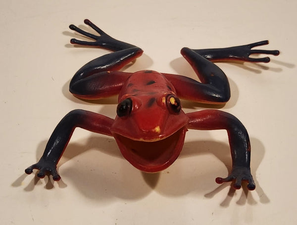 Black Spotted Red and Grey Frog 6 1/2" Rubber Toy Figure
