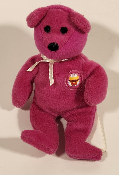 2004 McDonald's Ty Teanie Beanie Baby 'Burger The Bear Toy' Pink 5" Stuffed Plush Toy