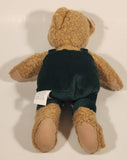 Hallmark Cards Brown Teddy Bear in Green Overalls with Red Square and White Snowflake 10" Stuffed Plush Toy with Velcro Hands