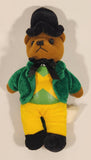 Brown Teddy Bear in Black Top Hat with Green Jacket and Yellow Pants 8 1/2" Stuffed Beanie Plush Toy