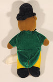 Brown Teddy Bear in Black Top Hat with Green Jacket and Yellow Pants 8 1/2" Stuffed Beanie Plush Toy