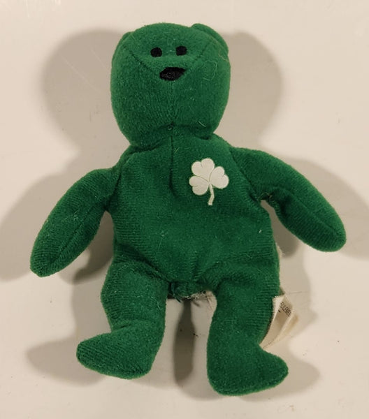1993 Ty Beanie Baby Erin The Bear Green with Shamrock 5" Stuffed Plush Toy
