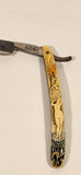 Antique ERN Wald-German The French Stag Nude Lady Shaving Straight Razor with Case