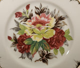 Vintage Japan Red and White Flowers with Leaves 10 1/4" Gold Rimmed Dinner Plate