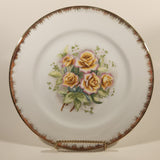 Vintage Japan Yellow Pink Trimmed Roses 10 1/4" Gold Rimmed Dinner Plate