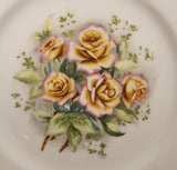 Vintage Japan Yellow Pink Trimmed Roses 10 1/4" Gold Rimmed Dinner Plate