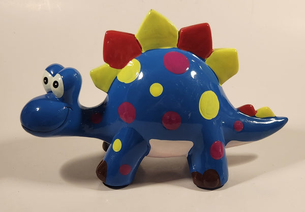 Blue Red Yellow Stegosaurus Dinosaur 9 1/2" Ceramic Coin Bank