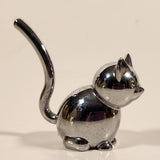 Umbra Sitting Cat Silver Chrome Ring Holder 2 3/4" Long Metal Figurine