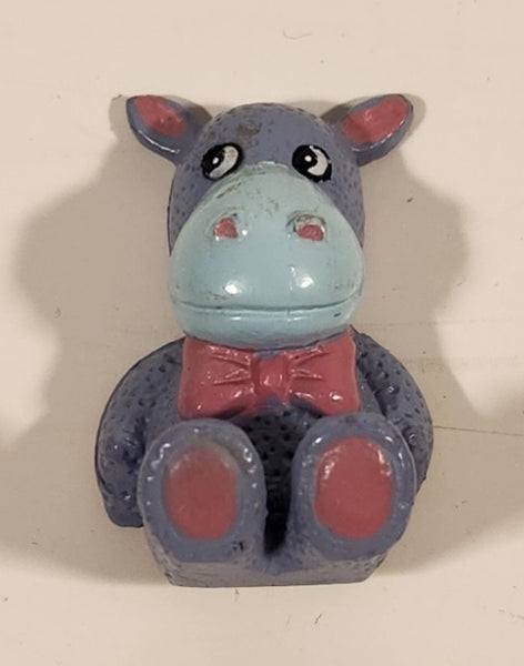 Vintage Nobel Hall Stuffed Animal Toy Shelf Blue Hippo 1 3/8" Resin Fridge Magnet