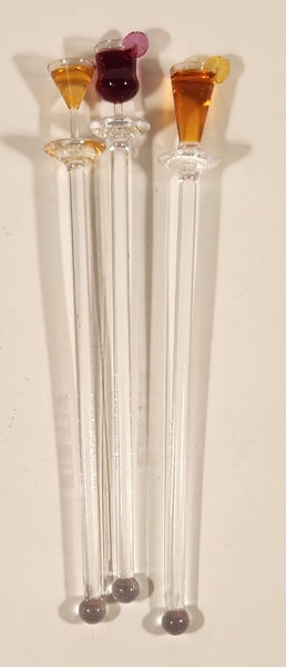 Amscan Cocktail Drink Stirrers Clear Plastic with Detailed Drinks Set of 3