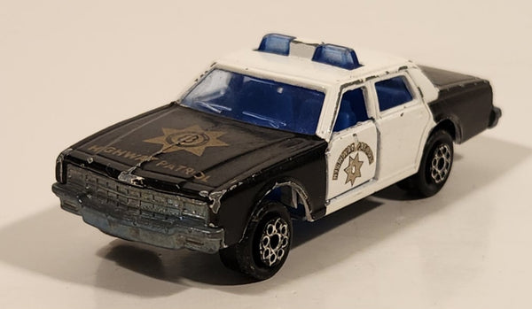 Vintage Majorette No. 240 Chevrolet Impala N31 Police Black and White 1/69 Scale Die Cast Toy Car Vehicle with Opening Doors