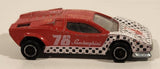 Vintage Majorette No. 237 Lamborghini Countach #78 Racing Team Red White Black Checkered 1/56 Scale Die Cast Toy Car Vehicle