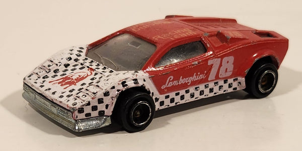 Vintage Majorette No. 237 Lamborghini Countach #78 Racing Team Red White Black Checkered 1/56 Scale Die Cast Toy Car Vehicle