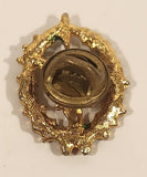 Gold Tone Angel in Green and Red Enamel Christmas Wreath Metal Brooch Lapel Pin