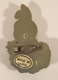 Brown Bunny Rabbit In Costume Holding Egg On Green Grass Resin Brooch Pin