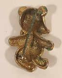 Gold Tone Teddy Bear with Red Bow Metal Brooch Pin