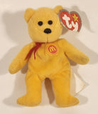 2004 McDonald's Ty Teanie Beanie Baby 'Golden Arches The Bear Toy' Orange 5" Stuffed Plush Toy with Tag