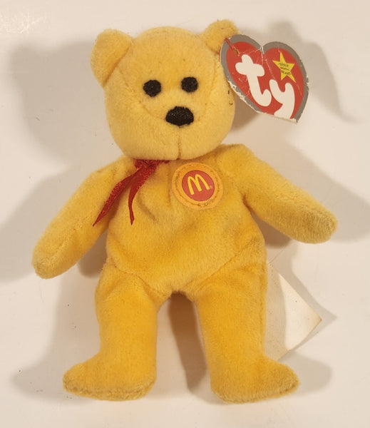 2004 McDonald's Ty Teanie Beanie Baby 'Golden Arches The Bear Toy' Orange 5" Stuffed Plush Toy with Tag